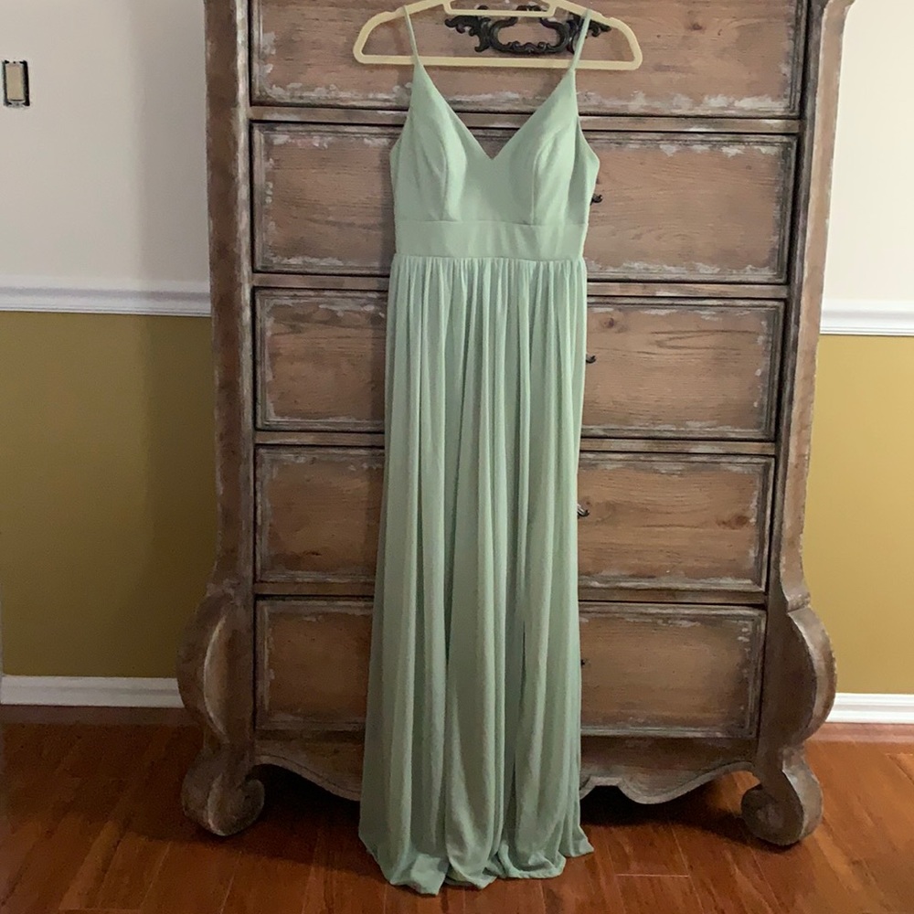 Azazie sage dress